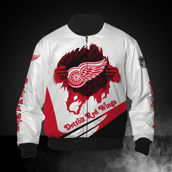 18% SALE OFF White Detroit Red Wings Jacket Print 3D For Men