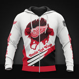20% OFF White Detroit Red Wings Zipper Hoodies, Pullover Print 3D