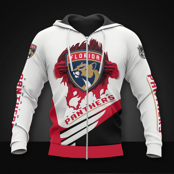 20% OFF White Florida Panthers Zipper Hoodies, Pullover Print 3D
