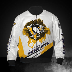 18% SALE OFF White Pittsburgh Penguins Jacket Print 3D For Men