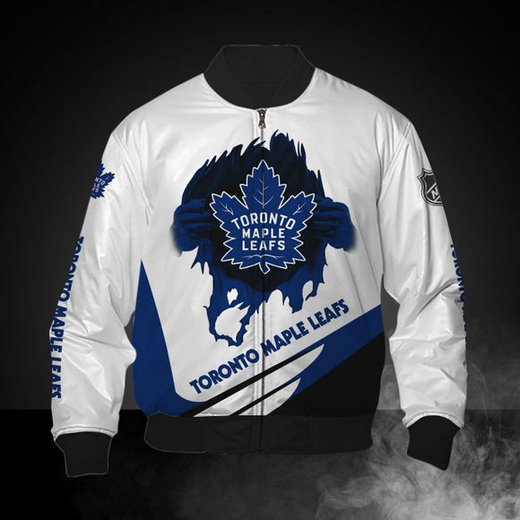 18% SALE OFF White Toronto Maple Leafs Jacket Print 3D For Men