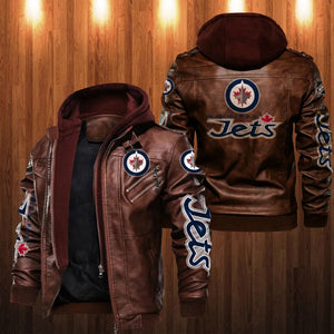 Winnipeg Jets Leather Jacket With Hood