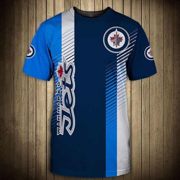 Winnipeg Jets T shirts Striped Short Sleeve
