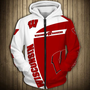 Up To 20% OFF Wisconsin Badgers Zip Up Hoodie 3D