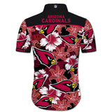 Arizona Cardinals Hawaiian Shirt Tropical Flower Short Sleeve