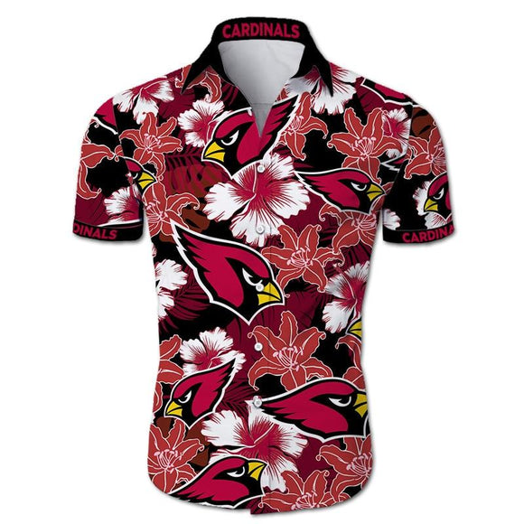Arizona Cardinals Hawaiian Shirt Tropical Flower Short Sleeve