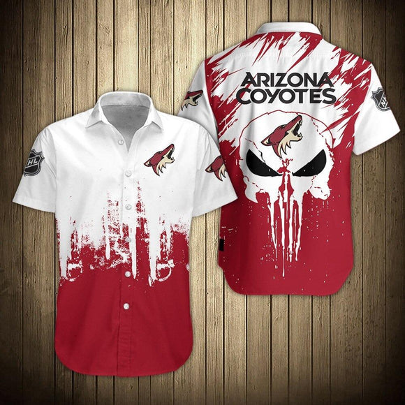 Arizona Coyotes Shirts Skull Button Up Short Sleeve
