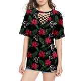 Atlanta Falcons Women's T Shirt Printed Floral V-Neck