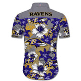 Baltimore Ravens Hawaiian Shirt Tropical Flower Short Sleeve