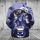 Baltimore Ravens Hoodies 3D Halloween Horror Night Sweatshirt Pullover