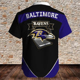 Baltimore Ravens Shirts Fireball Button Short Sleeve