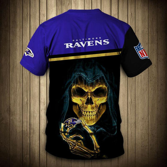 Baltimore Ravens Tee shirts 3D Hand Skull Short Sleeve