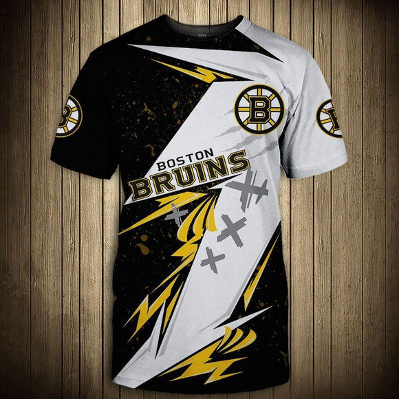 Boston Bruins T Shirts Vintage Graffiti Short Sleeve