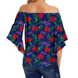 Buffalo Bills Women's Shirt Floral Printed Strapless Short Sleeve