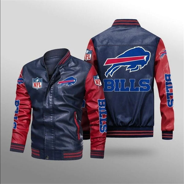 Maker of Jacket Clearance Sale Buffalo Bills Tricolor Leather Size Women’s Small