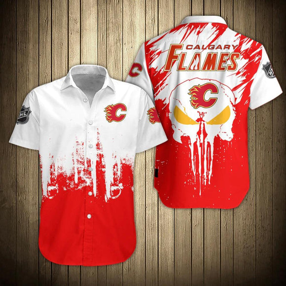 Calgary Flames Shirts Button-Down Short Sleeve