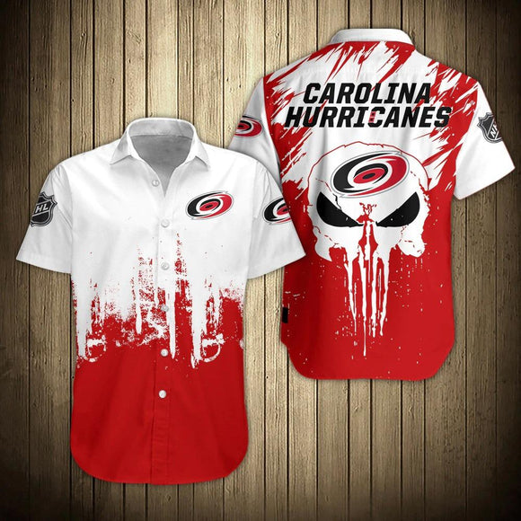 Carolina Hurricanes Shirts Skull Button Up Short Sleeve