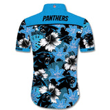 Carolina Panthers Hawaiian Shirt Tropical Flower Short Sleeve