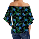 Carolina Panthers Women's Shirt Floral Printed Strapless Short Sleeve