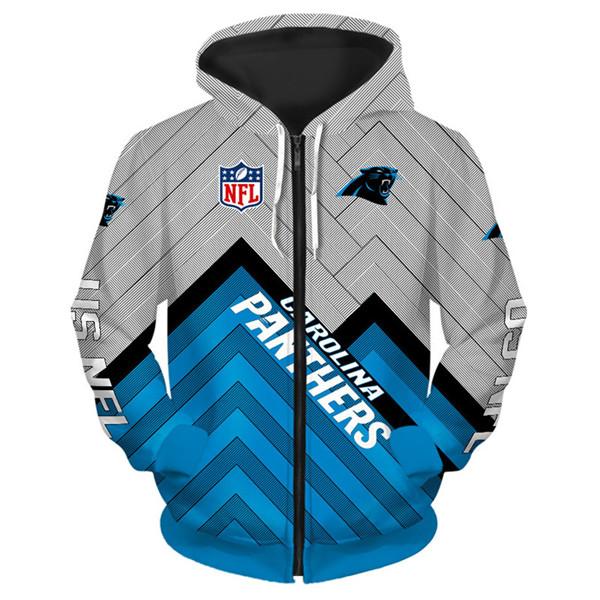 18% OFF Carolina Panthers Zip Up Hoodies 3D Sweatshirt Long