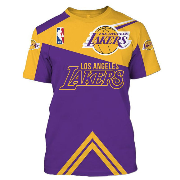 Cheap Price NBA Basketball Los Angeles Lakers Men's T-shirt 3D Short Sleeve O Neck