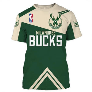 Cheap Price NBA Basketball Milwaukee Bucks Men's T-shirt 3D Short Sleeve O Neck