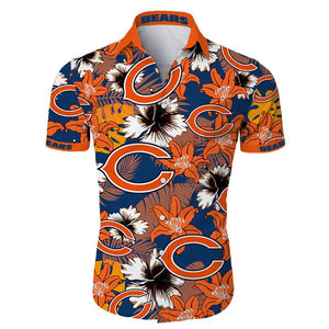 Chicago Bears Hawaiian Shirt Tropical Flower Short Sleeve