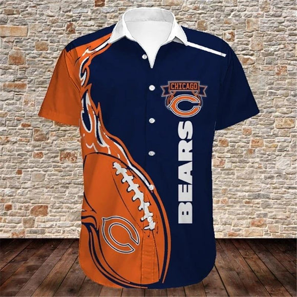 Chicago Bears Men's Shirts Fireball Button Short Sleeve