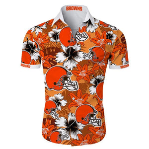 Cleveland Browns Hawaiian Shirt Tropical Flower Short Sleeve