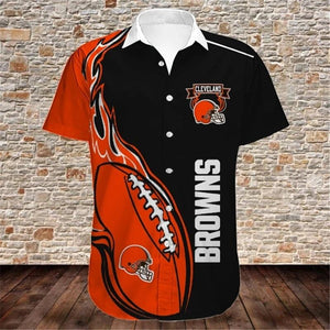 Cleveland Browns Shirts Fireball Button Short Sleeve