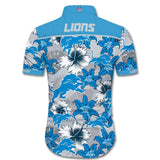 Detroit Lions Hawaiian Shirt Tropical Flower Short Sleeve