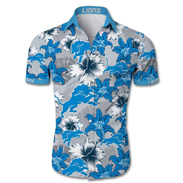 Detroit Lions Tropical Flowers For Fans Hawaiian Shirt and Short