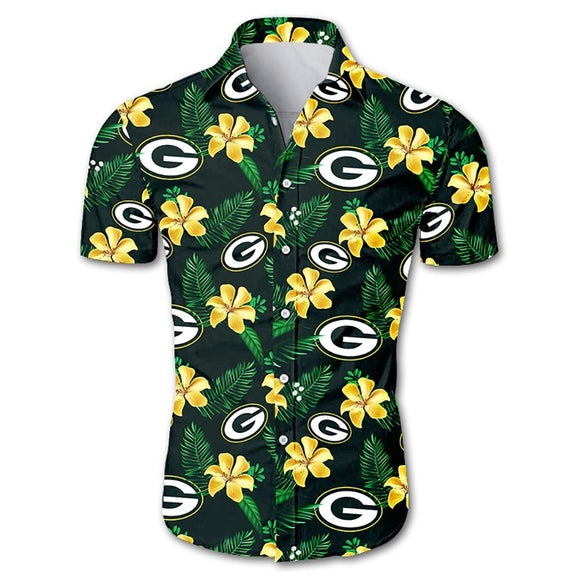 Green Bay Packers Hawaiian Shirt Floral Button Up