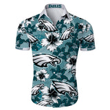 Hawaiian Shirt Men Philadelphia Eagles Shirt Flower Short Sleeve
