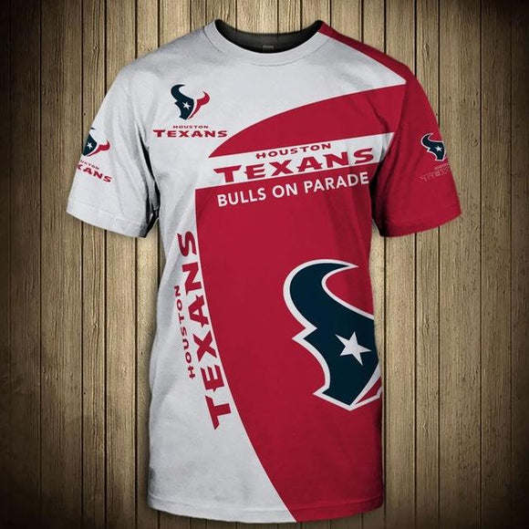 Houston Texans Men's T Shirt 3D Short Sleeve Bulls On Parade