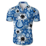 Indianapolis Colts Hawaiian Shirt Tropical Flower Short Sleeve
