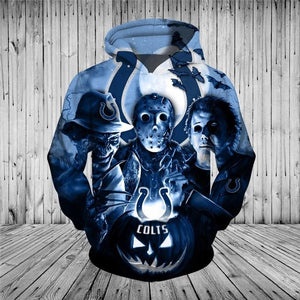 Indianapolis Colts Hoodies 3D Halloween Horror Night Sweatshirt Pullover