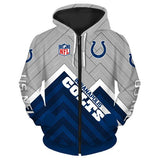Indianapolis Colts Zip Up Hoodies 3D Sweatshirt Long Sleeve