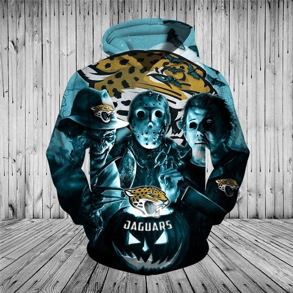 Jacksonville Jaguars Hoodies 3D Halloween Horror Night Sweatshirt Pullover