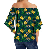 Jacksonville Jaguars Women's Shirt Floral Printed Strapless Short Sleeve