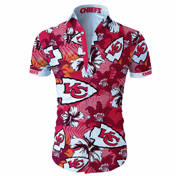 Kansas City Chiefs Hawaiian Shirt Tropical Flower Short Sleeve