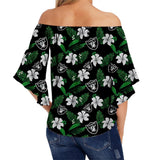 Las Vegas Raiders Shirt Womens Floral Printed Strapless Short Sleeve