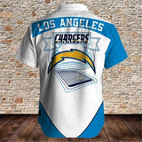 Los Angeles Chargers Shirts Fireball Button Short Sleeve