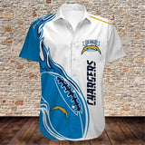 Los Angeles Chargers Shirts Fireball Button Short Sleeve