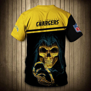 Los Angeles Chargers T shirt 3D Hand Skull Short Sleeve