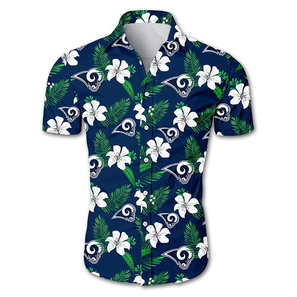 Los Angeles Rams Hawaiian Shirt Floral Button Up