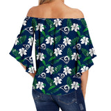 Los Angeles Rams Women's Shirt Floral Printed Strapless Short Sleeve