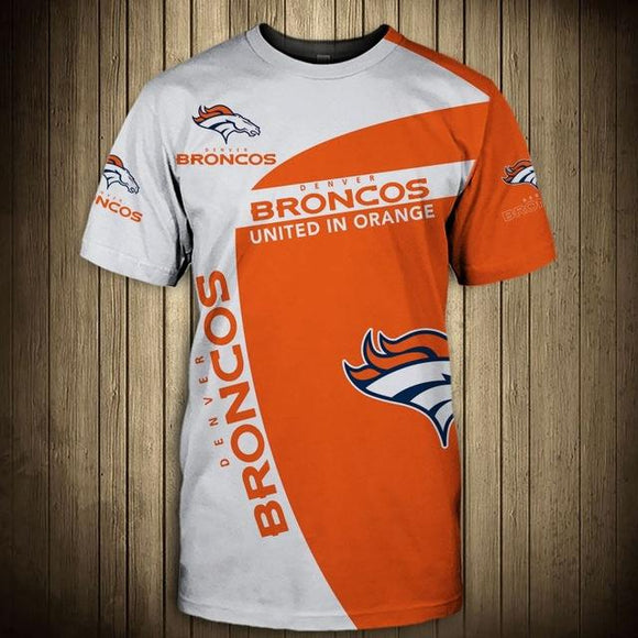 Men's Denver Broncos T Shirts 3D Short Sleeve United in Orange