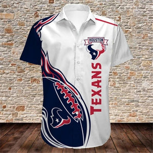 Men's Houston Texans Shirts Fireball Button Short Sleeve
