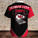 Men's Kansas City Chiefs Shirts Fireball Button Short Sleeve